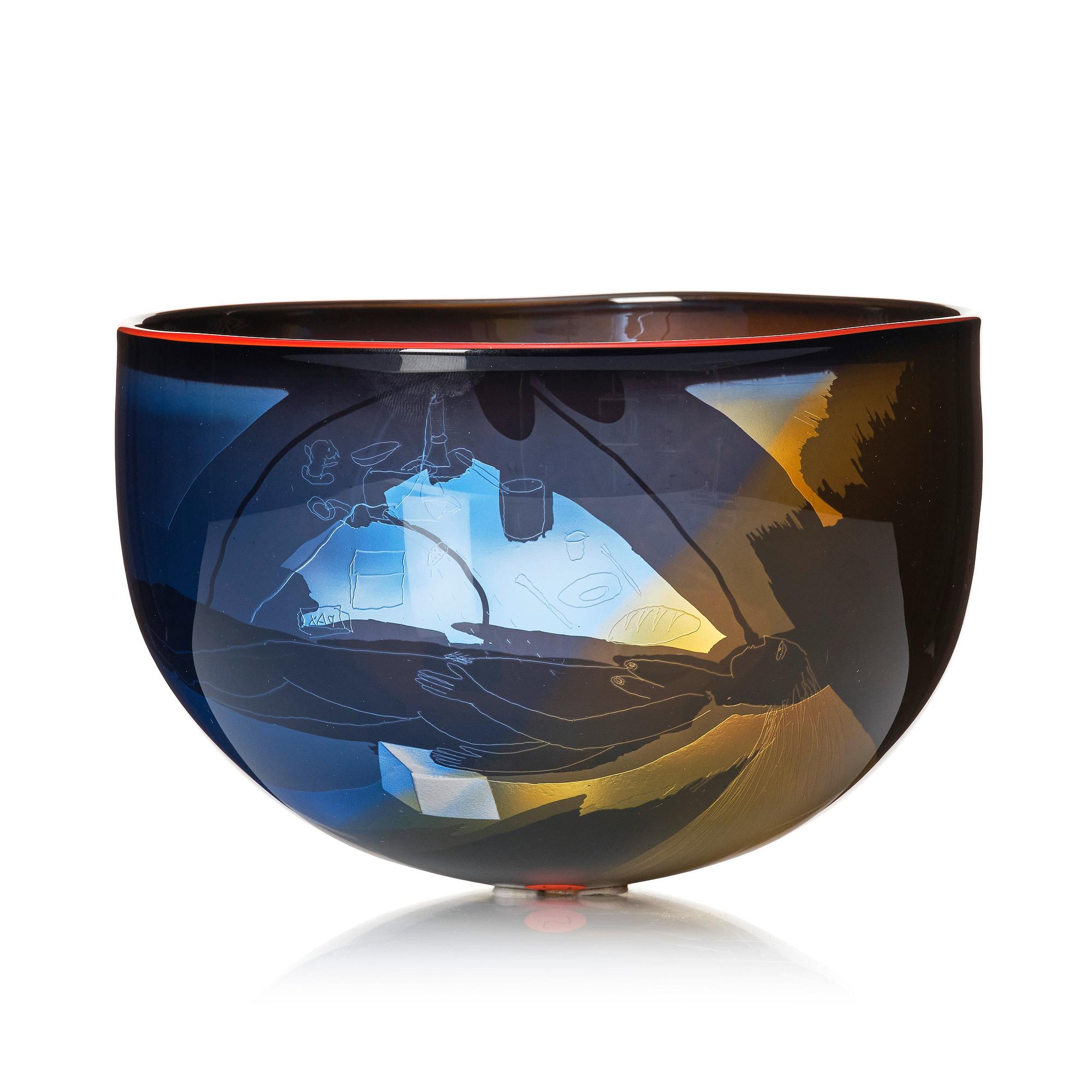 Ann Wolff, (AnnWärff) a glass bowl, Stenhytta Glasstudio  Transjö, Sweden, executed by Wilke Adolfsson.