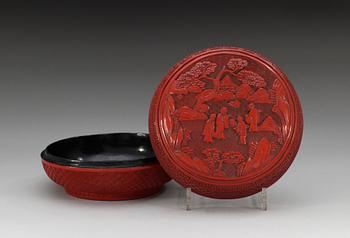 A red lacquer box, Qing dynasty (1644-1912).
