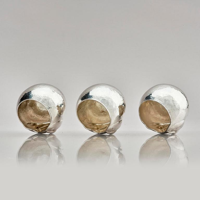 Olle Ohlsson, tumlare, 3 st, sterling silver, Stockholm 1979.