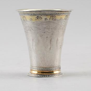 BÄGARE, silver, Nils Orstedt, Norrköping 1772. Vikt ca 27 g.