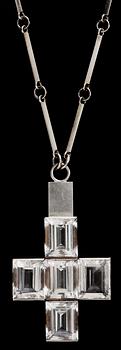 666. A Wiwen Nilsson sterling and five facet cut rock crystal pendant, Lund 1937.