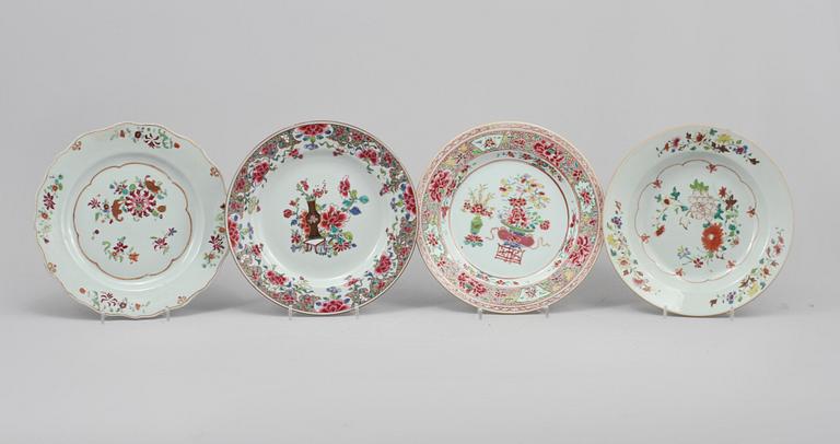 TALLRIKAR, 4 st, porslin, Kina, 1700-tal.