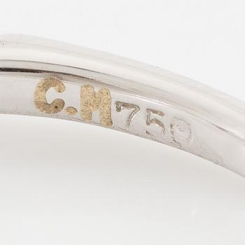 Ring 18K white gold with an oval-cut diamond.