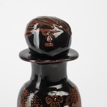 Stig Lindberg, a stoneware bottle with stopper, Gustavsbergs Studio, Sweden.
