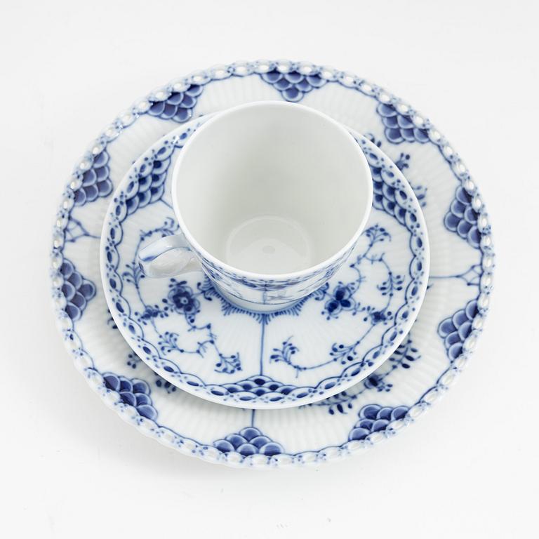 A 26 piece porcelain coffee service, full lace 'Musselmalet', Royal Copenhagen, Denmark.