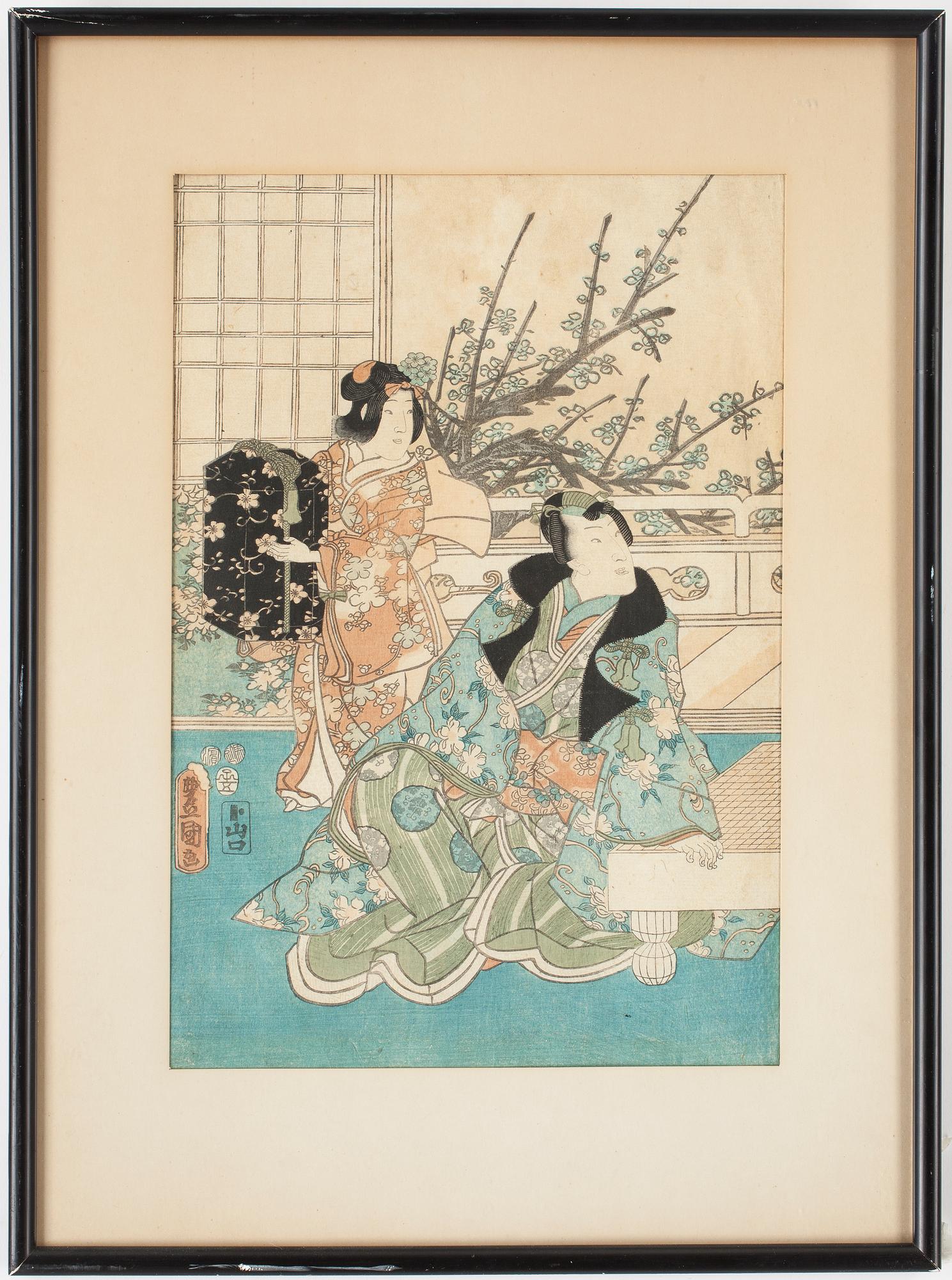 TRÄSNITT, 2 st Japan, 1800-tal.