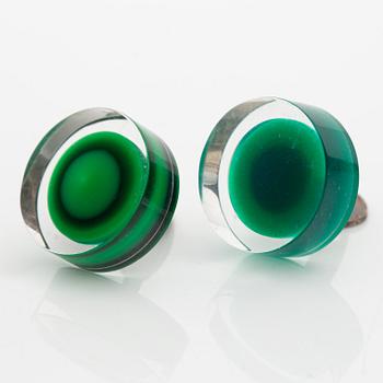 Siv Lagerström, cufflinks, six pieces, acrylic plastic and metal, 1970s.