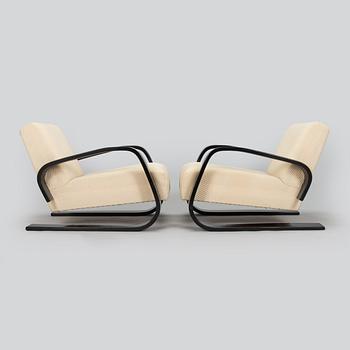 Alvar Aalto, fåtöljer ett par, "Tank chair" modell 400, Artek, 1970-tal.