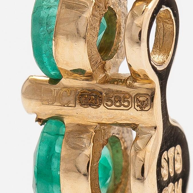 Hänge, 14K guld, smaragder, diamant och odlad barockpärla, London.