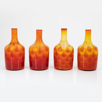 Vaser, 8 st, glas, Elme Glasbruk, 1960-tal.