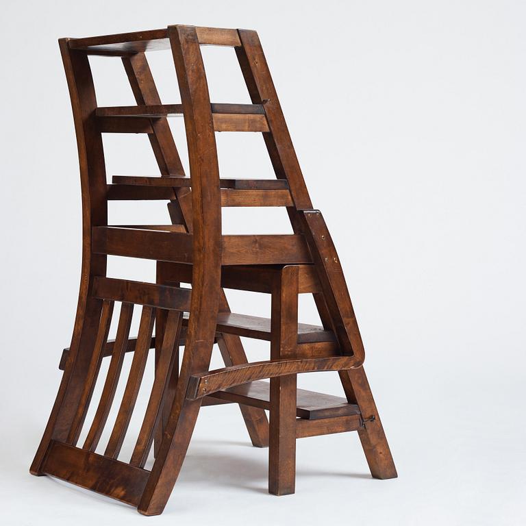 Axel Einar Hjorth, a stained birch library chair/-ladder, Nordiska Kompaniet, 1929, made to the crown prince Gustaf Adolf.