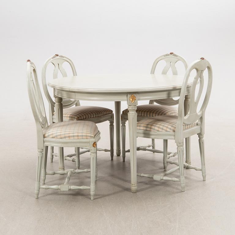 Dining group, 5 pcs, Gustavian style, K.A Roos, Helsingborg, later half of the 20th century.