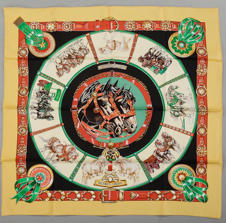 SCARF, siden, "Chevaux de trait", design Laurence Bourthoumieux, Hermès, Paris.