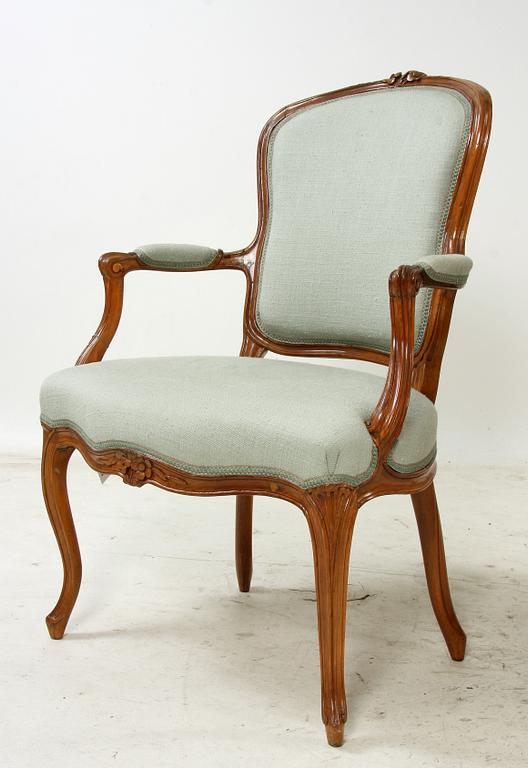 KARMSTOLAR, ett par, Louis XV, Frankrike, 1700-tal.