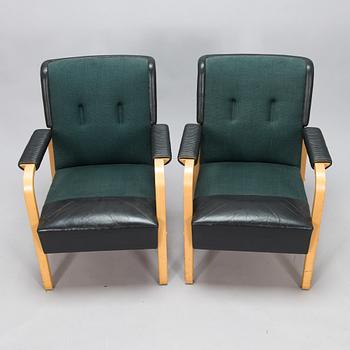 Alvar Aalto, fåtöljer ett par, modell 47, O.Y. Huonekalu- ja Rakennustyötehdas A.B. 1900-talets mitt.