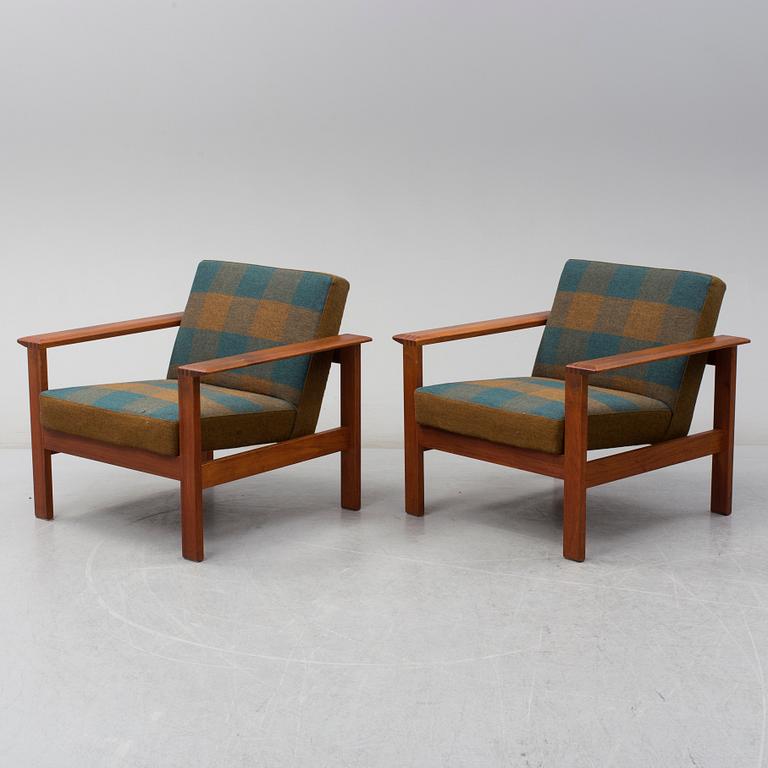 A pair of 'Kubus' easy chairs by Gerhard Berg for Stokke, Norway.