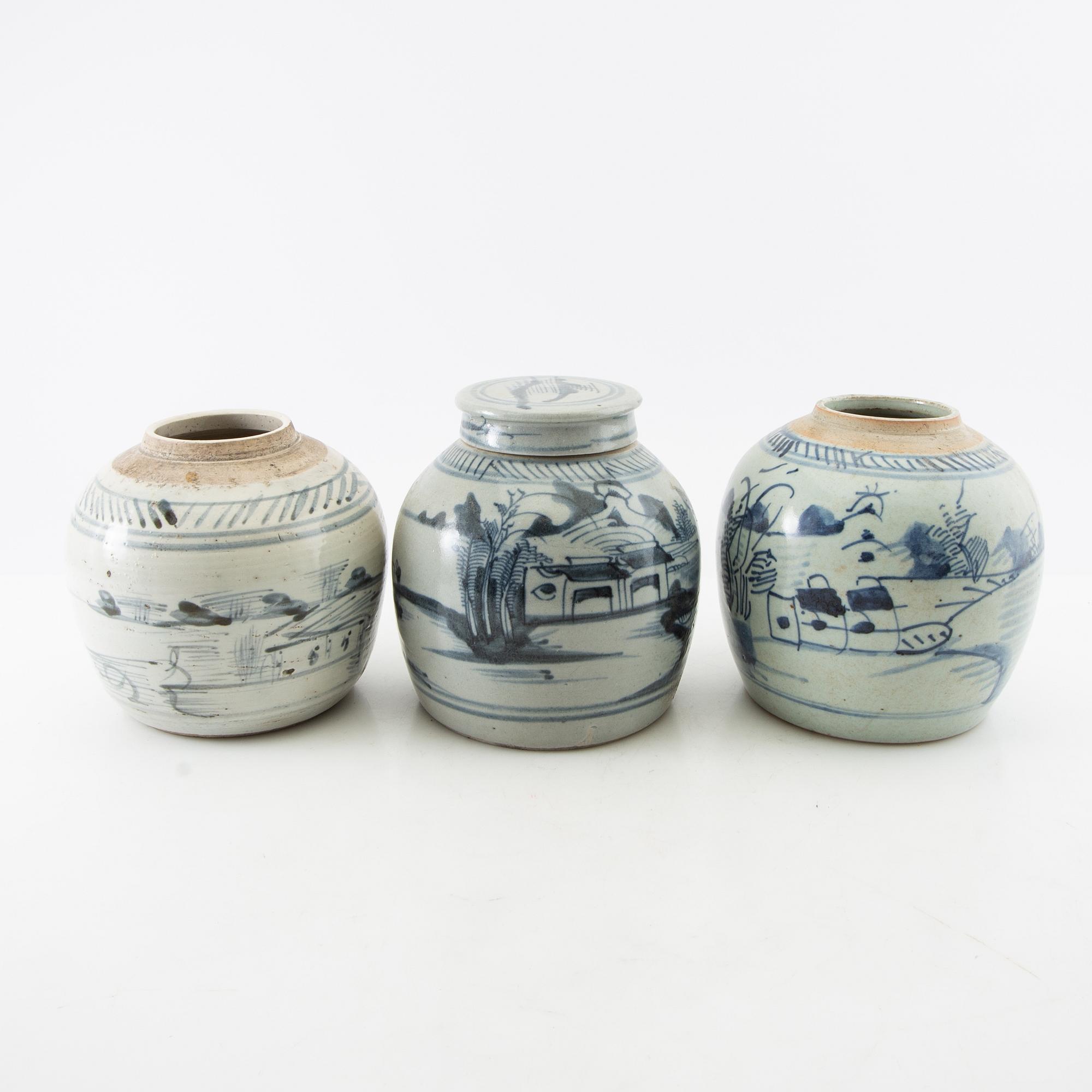 Bojaner 3 st kina 1800-tal porslin.