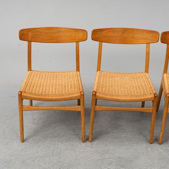 HANS J. WEGNER, stolar, 4 stycken, "Spisestolen", CH-23, Danmark.