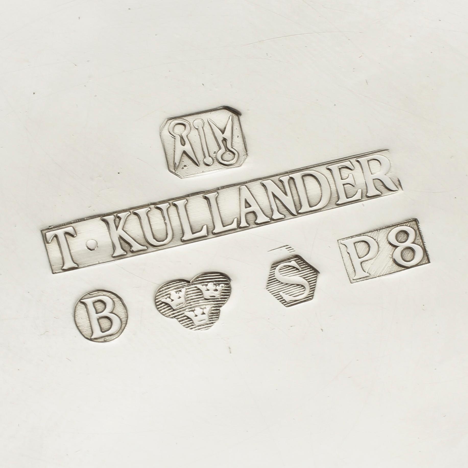 KAFFESERVIS, 3 delar, silver, T Kullander, Borås, 1941, 1943 resp 1946. Vikt 740 g.
