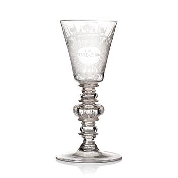 Pokalglas, möjligen Kungsholms glasbruk. 1700-tal.