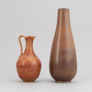 Gunnar Nylund, a set of two stoneware jugs, a bowl and a vase, Rörstrand, 1940's.