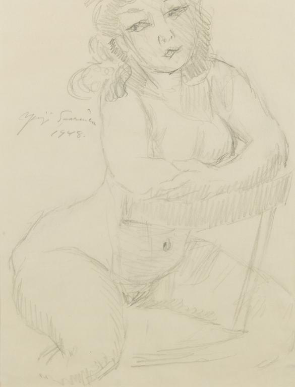 YRJÖ SAARINEN, drawing, signed and dated 1948.