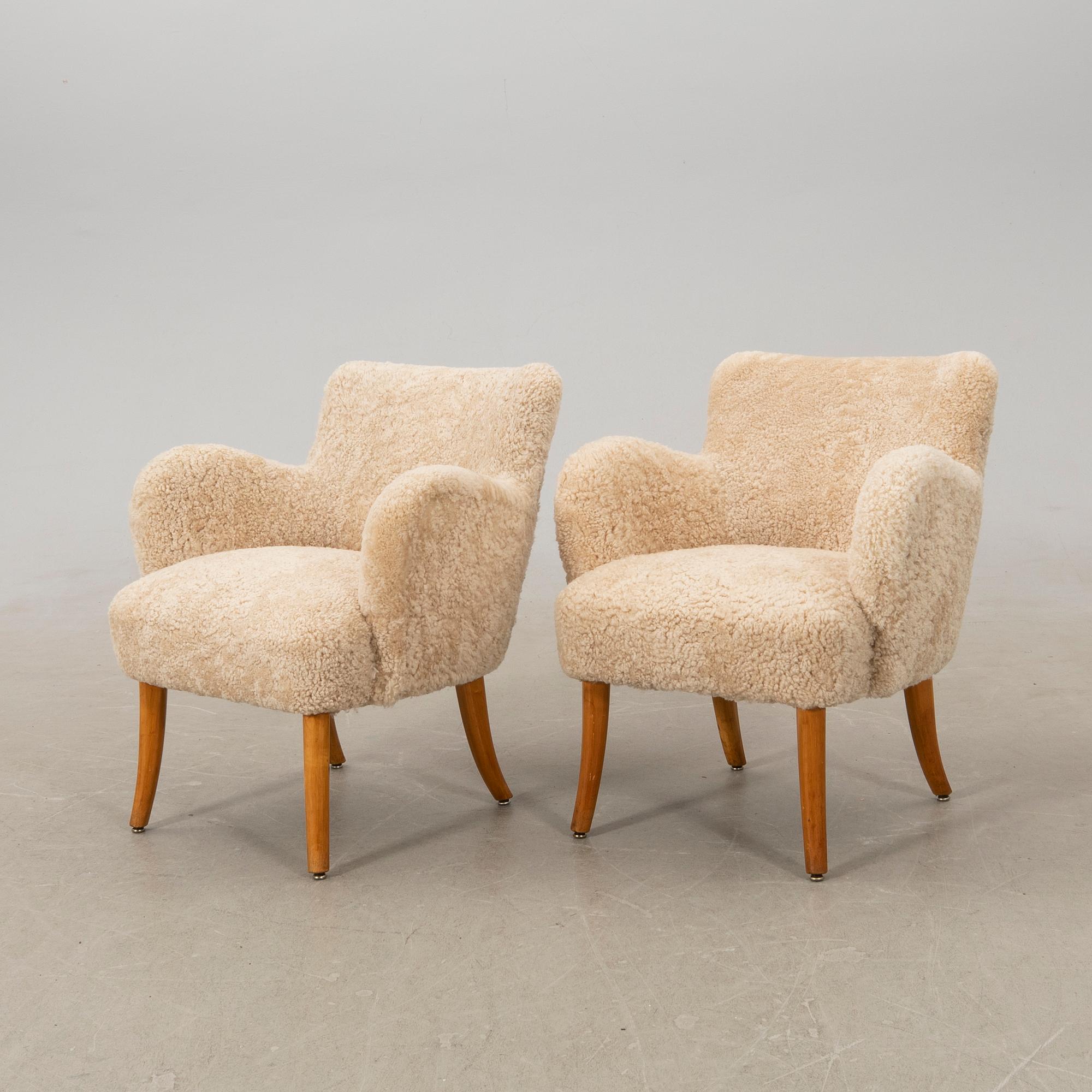 Armchairs, a pair by Asko, Finland, 1940s/50s.