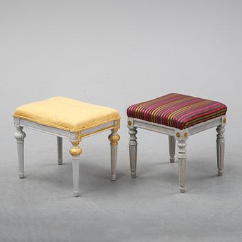 Two Gustavian style stools, 19/20th Century stools.