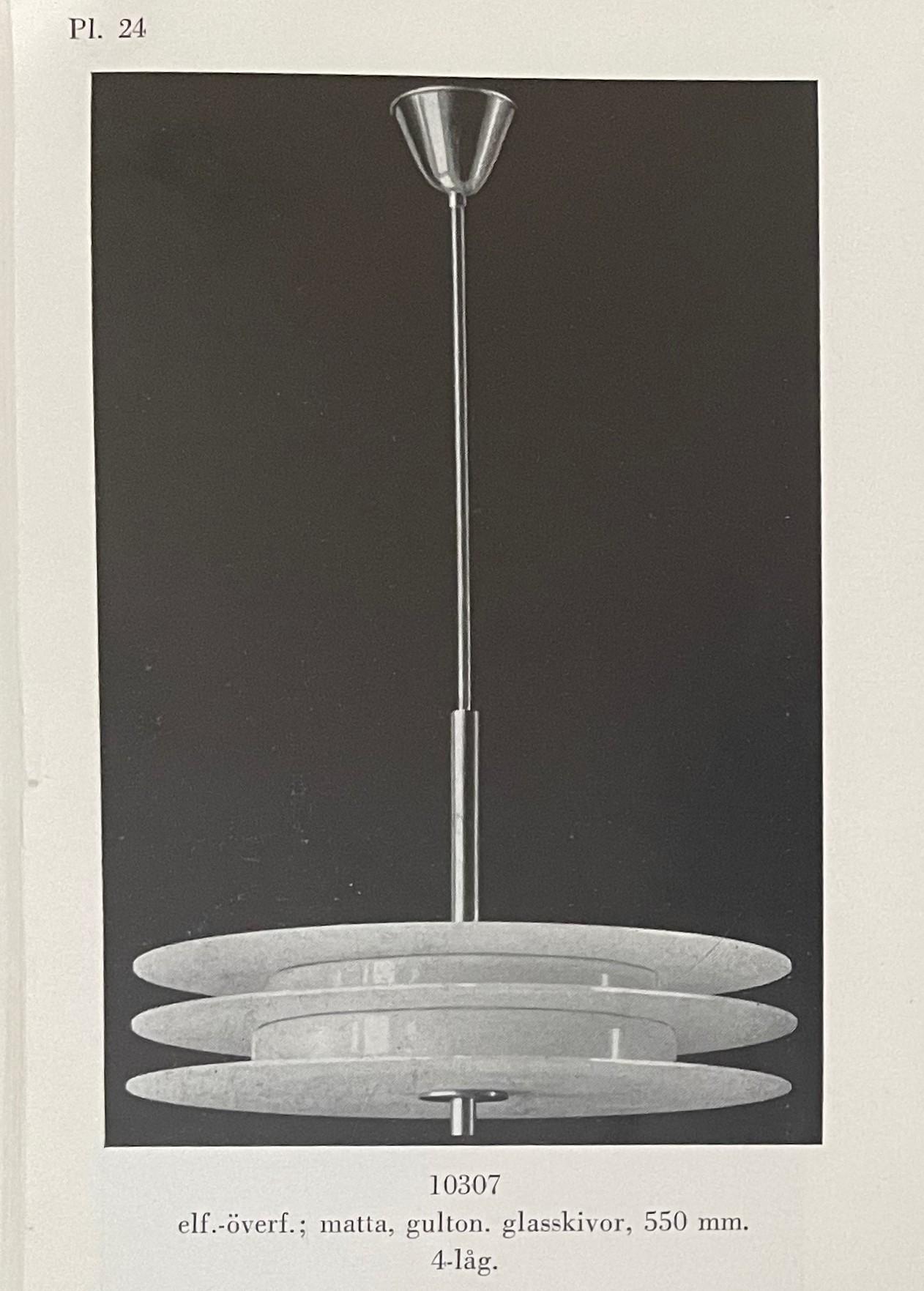 Harald Notini, a ceiling lamp model 10307, Arvid Böhlmarks Lampfabrik, Stockholm, 1930s.