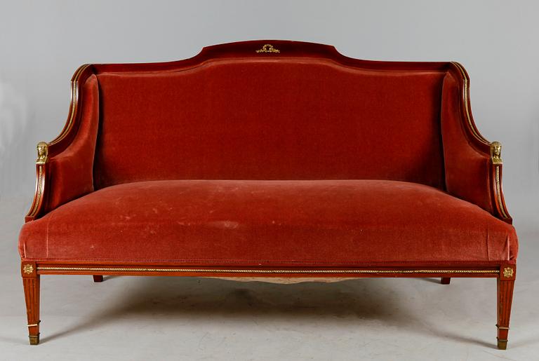 SALONGSMÖBEL, 8 delar, empirestil, 1900-talets första hälft.