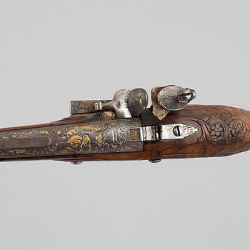 A Pair of flintlock pistols, by Johann Jacob Kuchenreuter, (Regensburg 1709-1783, Royal gunsmith).