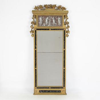 96. A late Gustavian giltwood and faux-porphyry mirror, late 18th century.