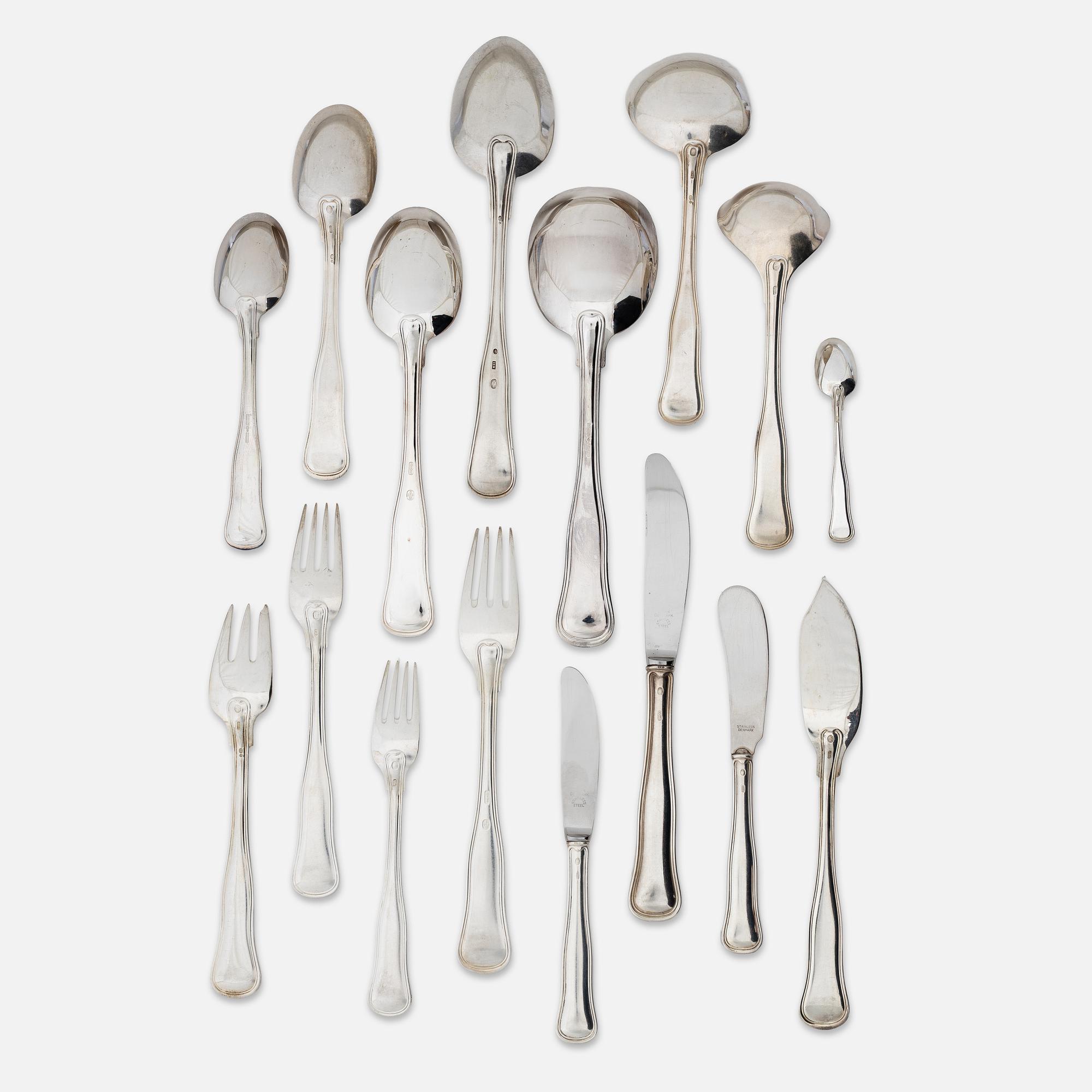 A silver cutlery set, model "Old Danish", mostly with mark of Cohr, Denmark (157 pieces).