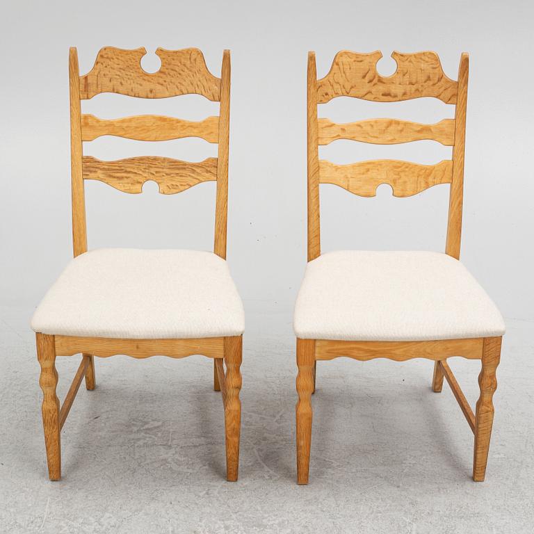 Henning Kjærnulf, attributed to. A set of eight chairs, Denmark, second half of the 20th Century.