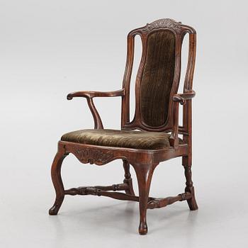 A rococo fauteuil, Stockholm, later part of the 18th century.