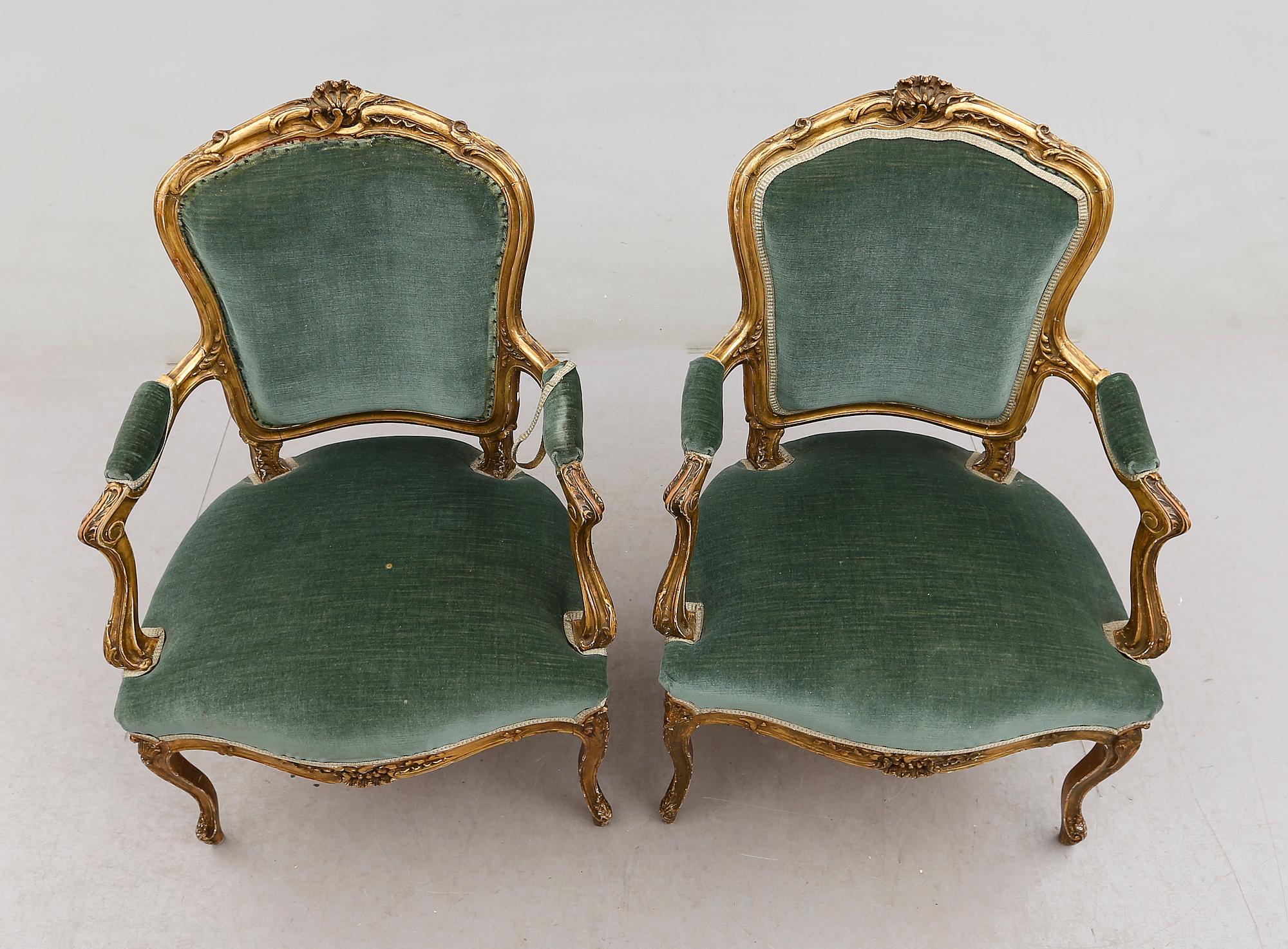 KARMSTOLAR, 1 par, rokokostil, 1900-talets första hälft.