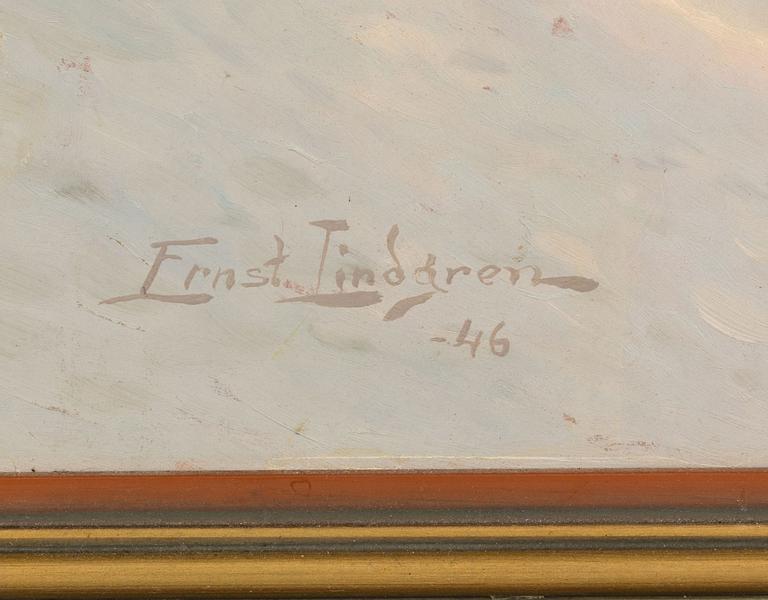 ERNST LINDGREN, olja på pannå, signerad och daterad- 46.