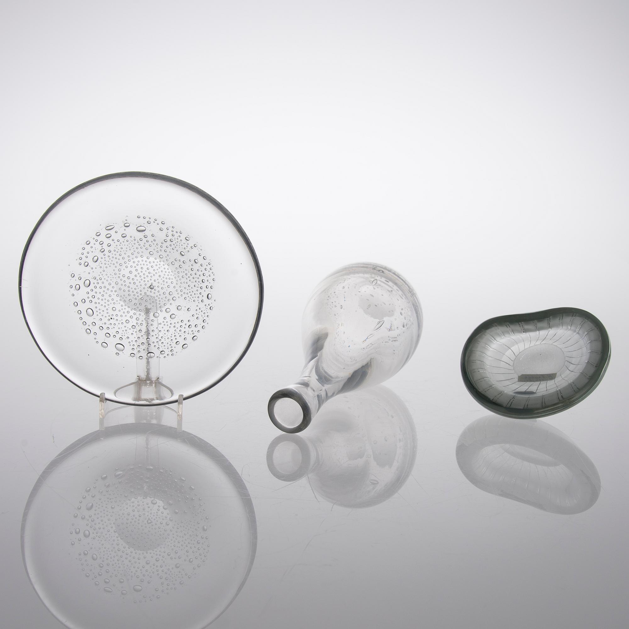 KAJ FRANCK, 3 pcs, Iittala and Nuutajärvi, signed.