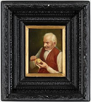 OKÄND KONSTNÄR, olja på pannå. Tyskland/Schweiz, 1800-talets slut. Otydligt signerad.