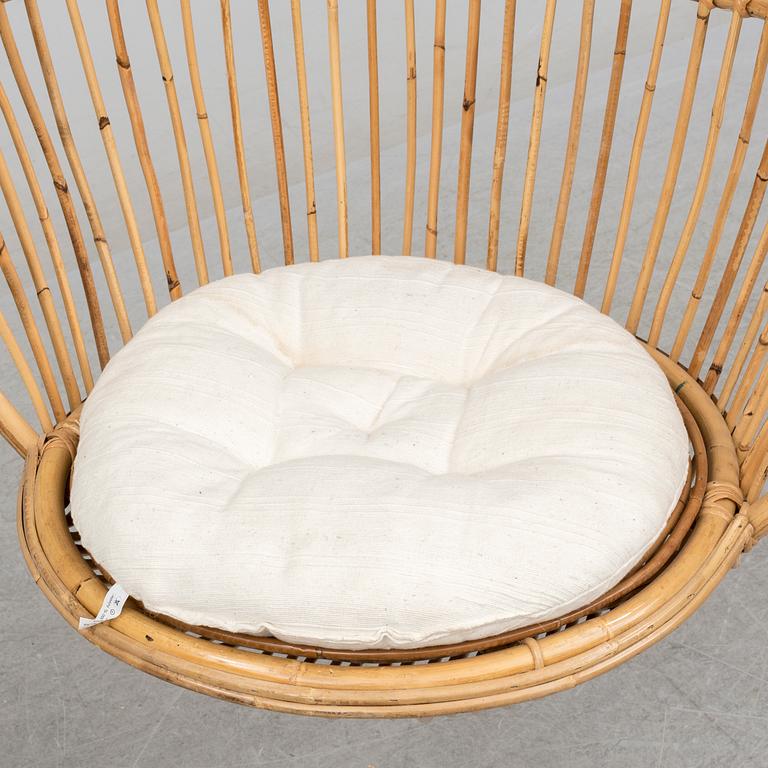 A bamboo and rattan hanging easy chair, second half of the 20th Century.