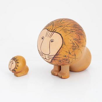 Lisa Larson, two signed stoneware lions, Gustavsberg.