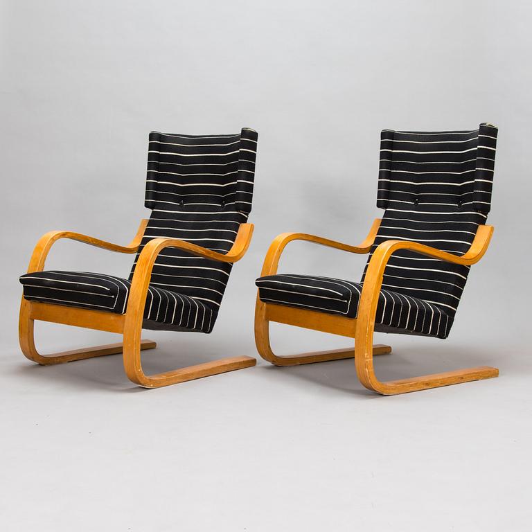 Alvar Aalto, A pair of mid-20th century '34/401' armchairs for  O.Y. Huonekalu- ja Rakennustyötehdas A.B. Finland.