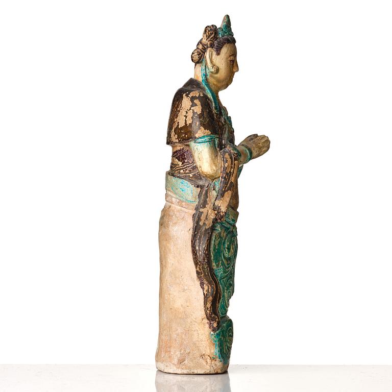 A turkoise glazed figure of bodhisattva, Ming dynasty (1368-1644).