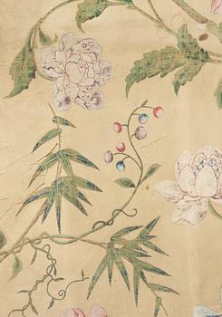 A set of four Chinese wall paper panels, Qing dynasty, 18th Century.