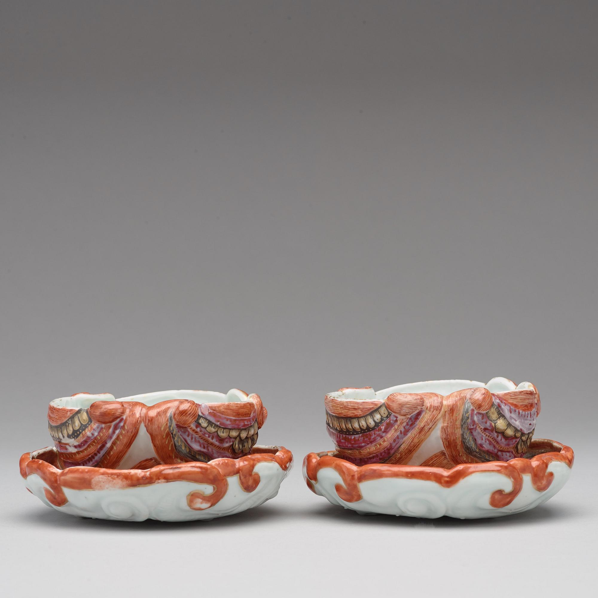 SKÅLAR med FAT, ett par, kompaniporslin. Qingdynastin, Qianlong (1736-95).