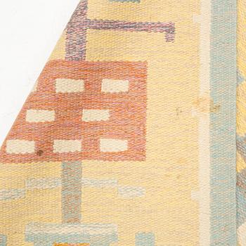 Agda Österberg, a carpet, flat weave, ca 303 x 194 cm, an embroidered signature at the back.