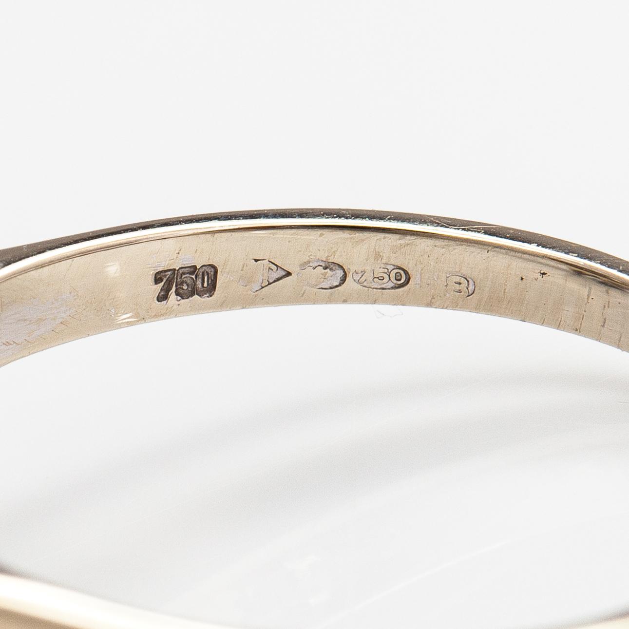 Ring, 18K vitguld,  diamanter tot. ca 1,40 ct. importstämplad Tillander, Helsingfors 1990-tal.