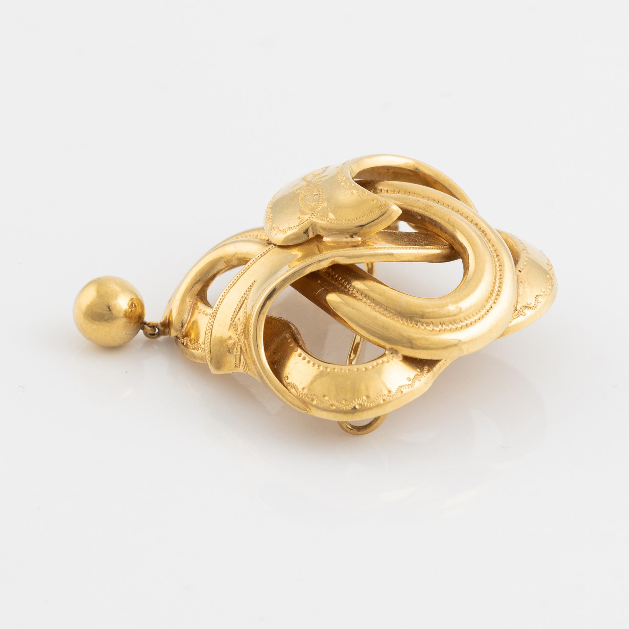 18K gold brooch, 20's.