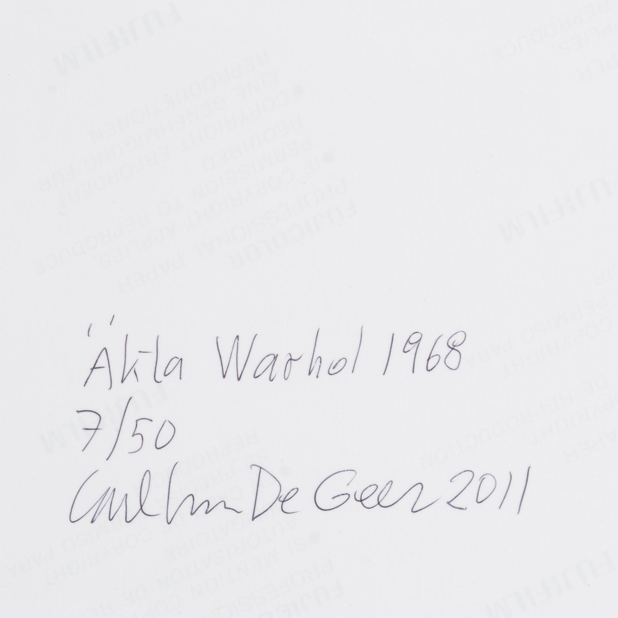 Carl Johan De Geer, fotografi, 2011, signerat 7/50 a tergo.