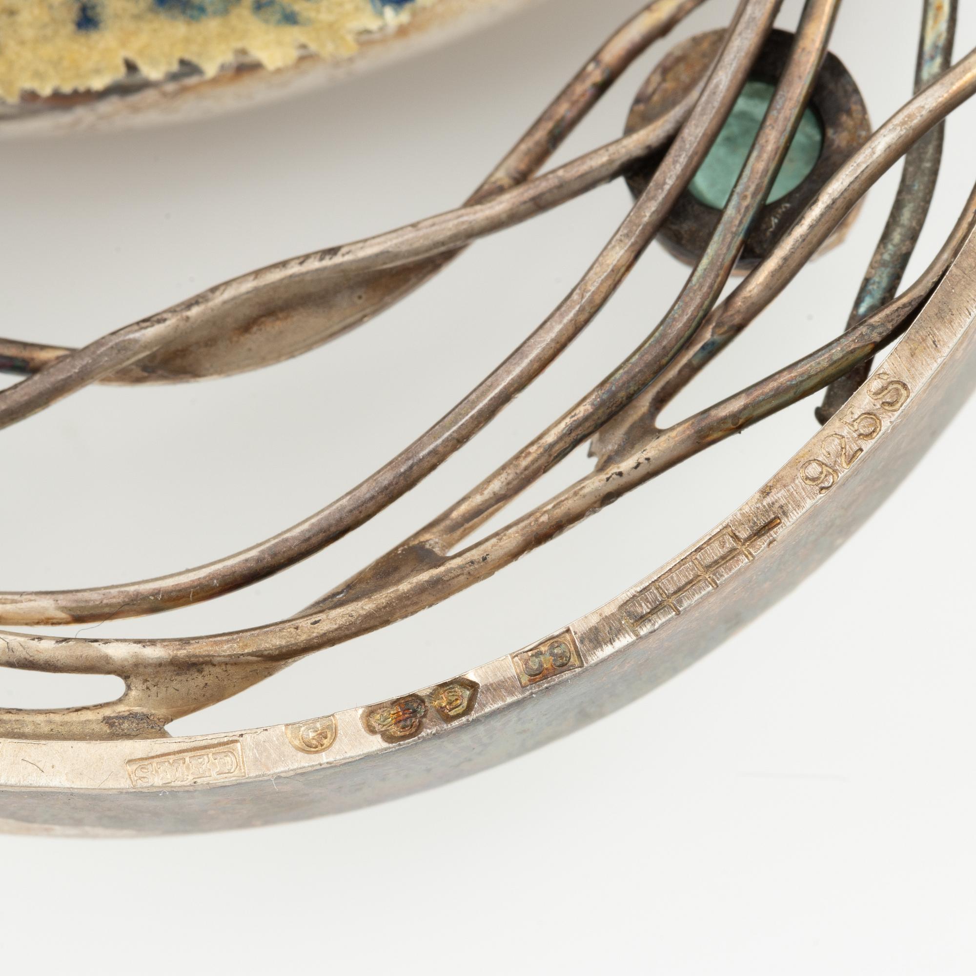 Lars Arby, pendant with neck ring, sterling silver with tourmalines, Gothenburg 1970 and 1974.